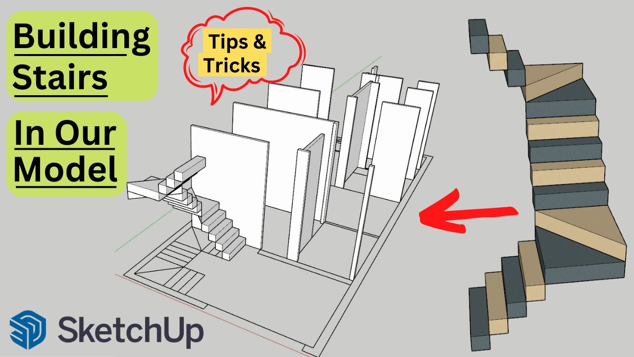 How To Create Stairs in Sketchup | Building Staircase in Our Model | Sketchup Tutorials