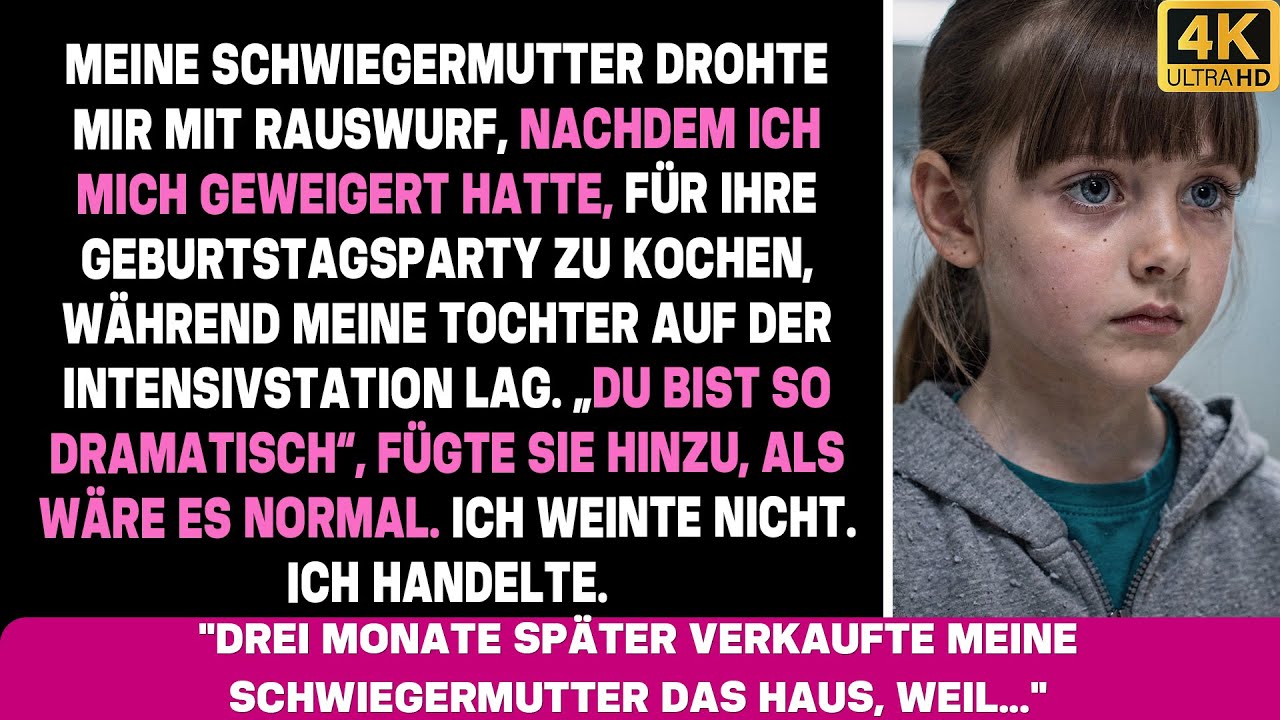 Kind auf Intensivstation, aber SchwiMu drohte mit RAUSWURF, wenn ich nicht für ihre Party koche!