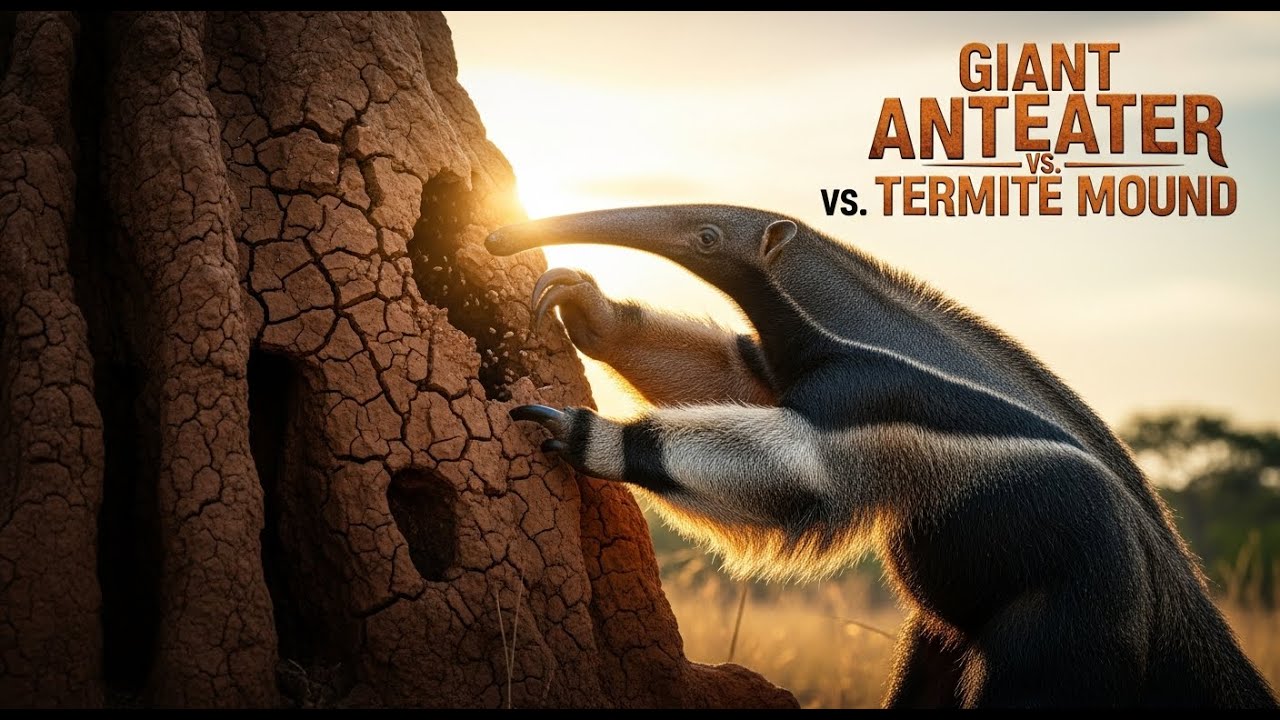 witness the unseen giant anteater vs termite mound an unseen battle for survival