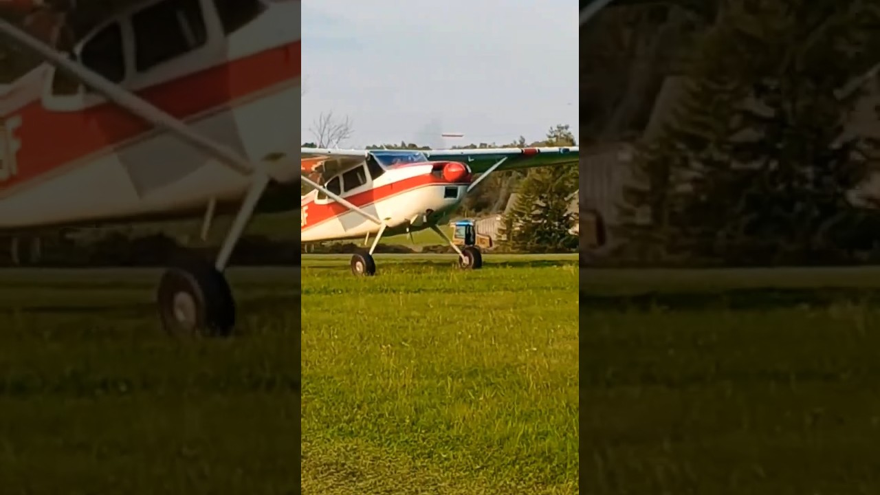 Cessna 185 startup and LOUD takeoff #aviation #flying #cessna #skywagon #taildragger #stol