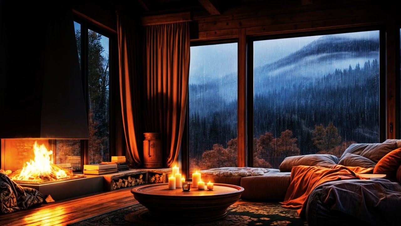A Quiet Corner for Your Tired Soul ☕🌧️ | Calm Rain & Crackling Fire#zenva