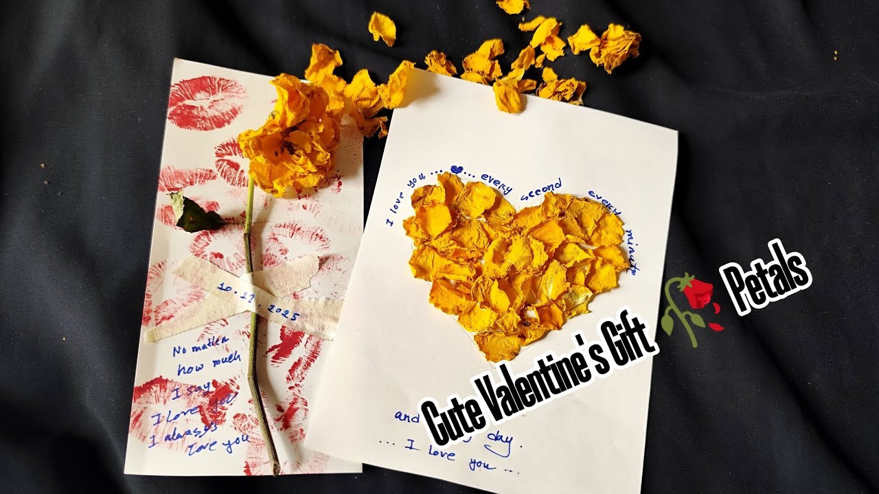 DIY ROSE PETALS Cute Valentine's Gift Card tutorial 🥀✨ 
