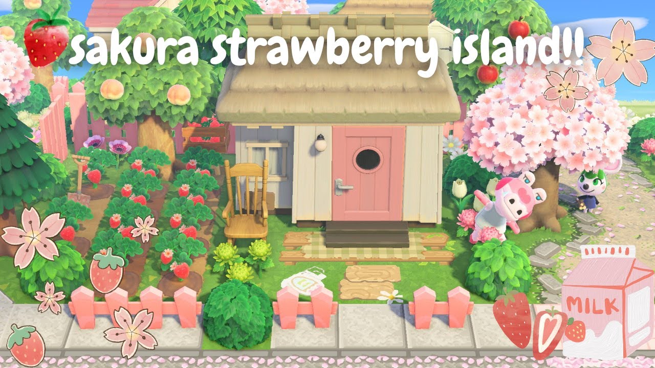 starting my pink strawberry japanese farm island ✮ ⋆ ˚｡🍓 ⋆｡°✩ animal crossing: new horizons