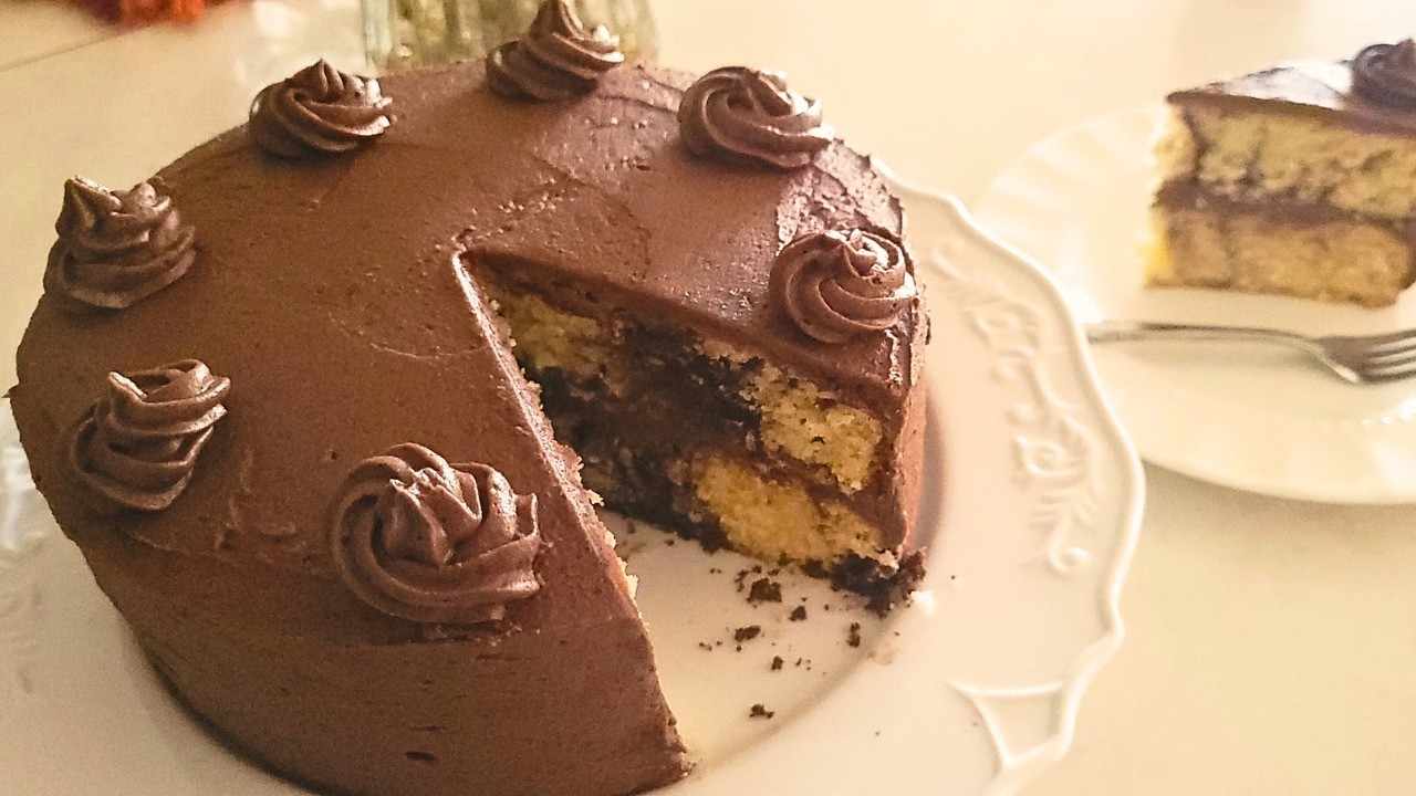 Marble Cake with Chocolate Buttercream Frosting