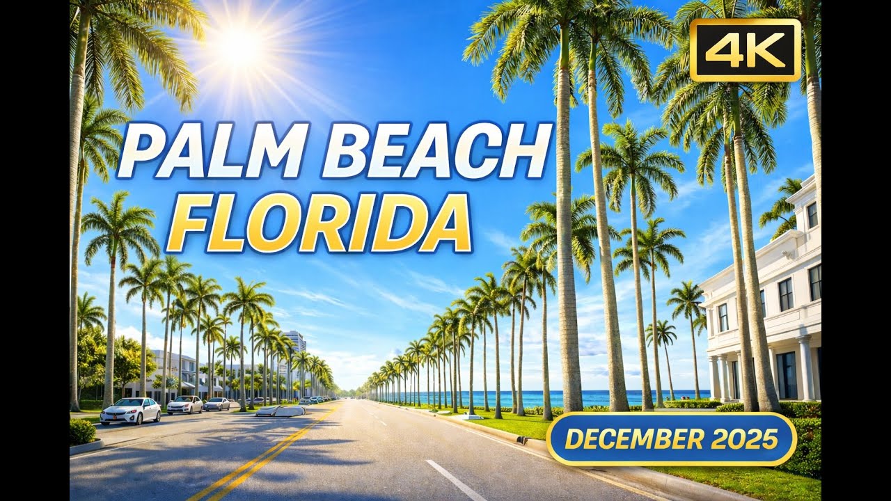 Palm Beach Florida 4K Drive | December 2025 | Winter Sunshine & Coastal Streets