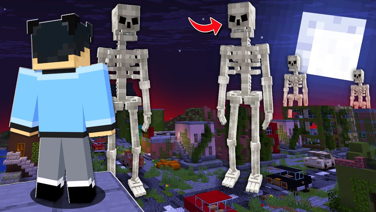 I Found The GIANT SCARY SKELETONS in Mnecraft