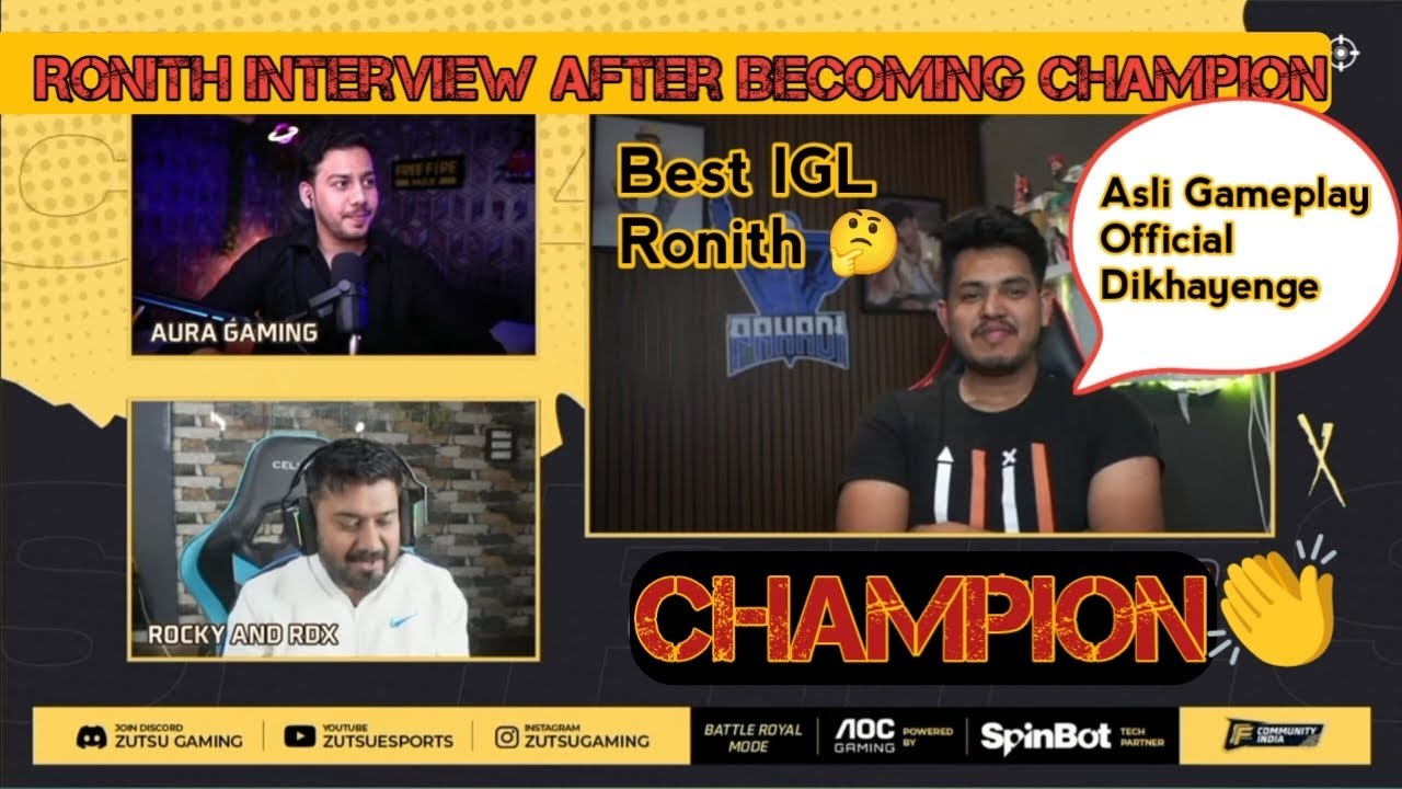 S8UL Ronith Interview After Becoming Champion🏆 ! S8UL Elite Champion Of Zutsu Tournament #freefire