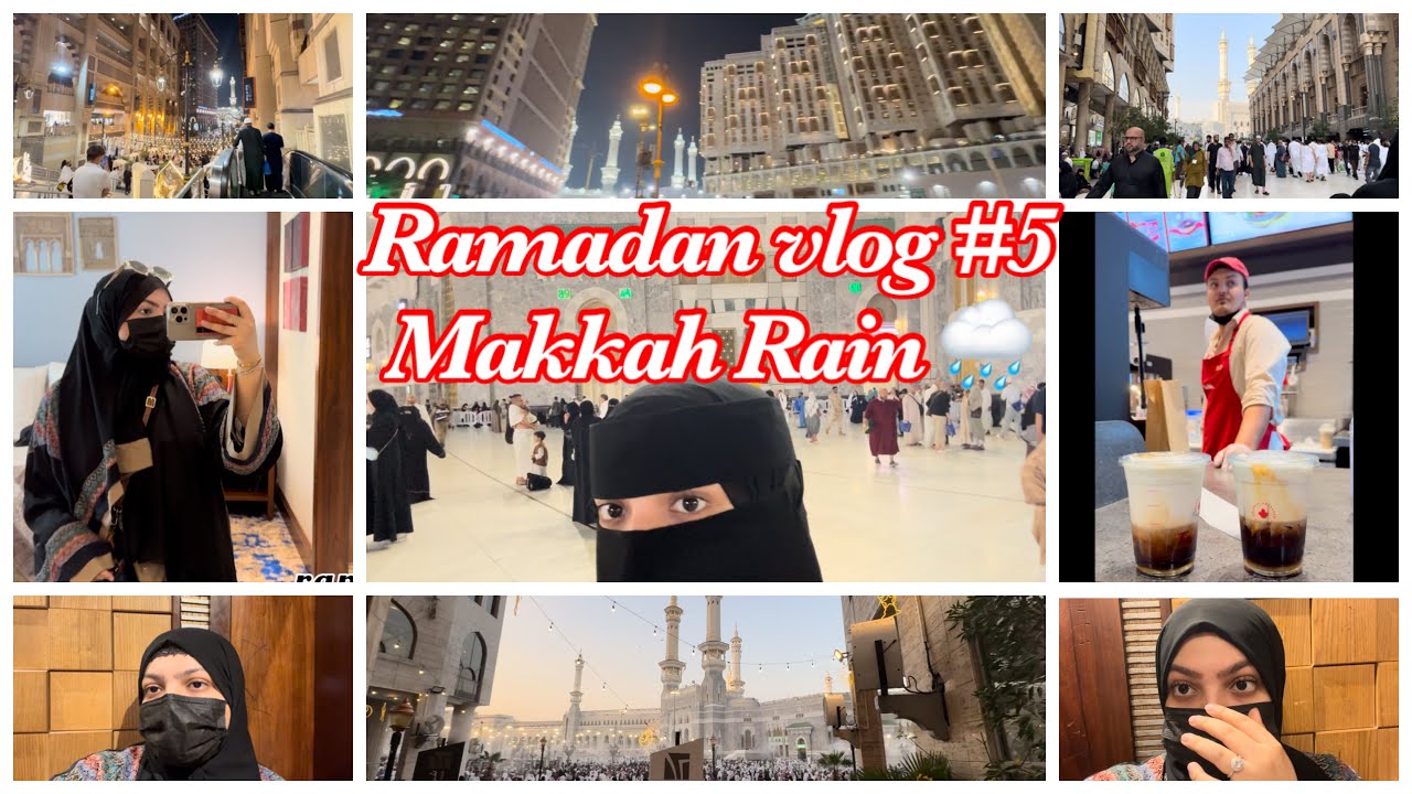 Ramadan Day 18➡️20 😇🕋 || Makkah beautiful weather and heavy Rain 🌧️ Makkah shuttles service 🚎 2025