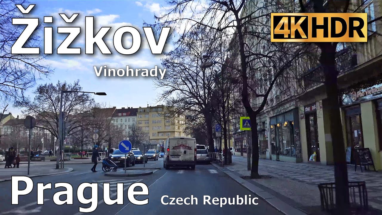 Driving Tour | Prague - Žižkov, Vinohrady | 4K HDR