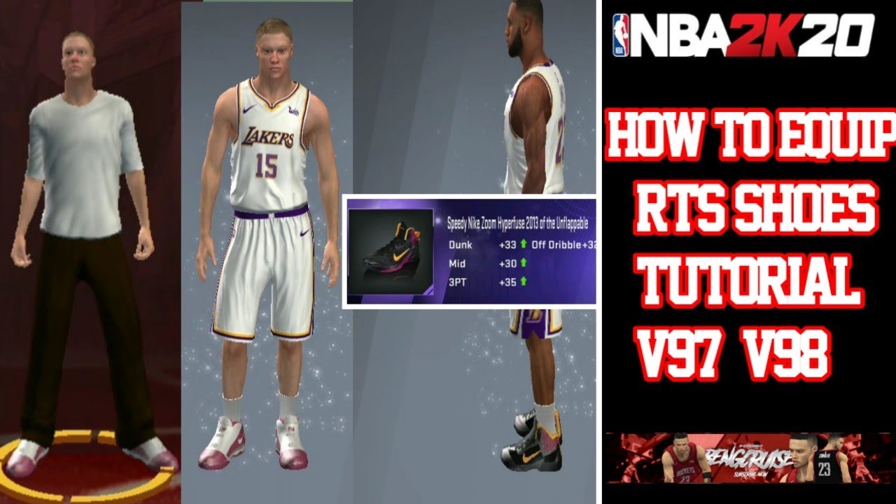 HOW TO EQUIP RTS SHOES TUTORIAL V98/V97 NBA2K20 MOBILE ANDROID IOS