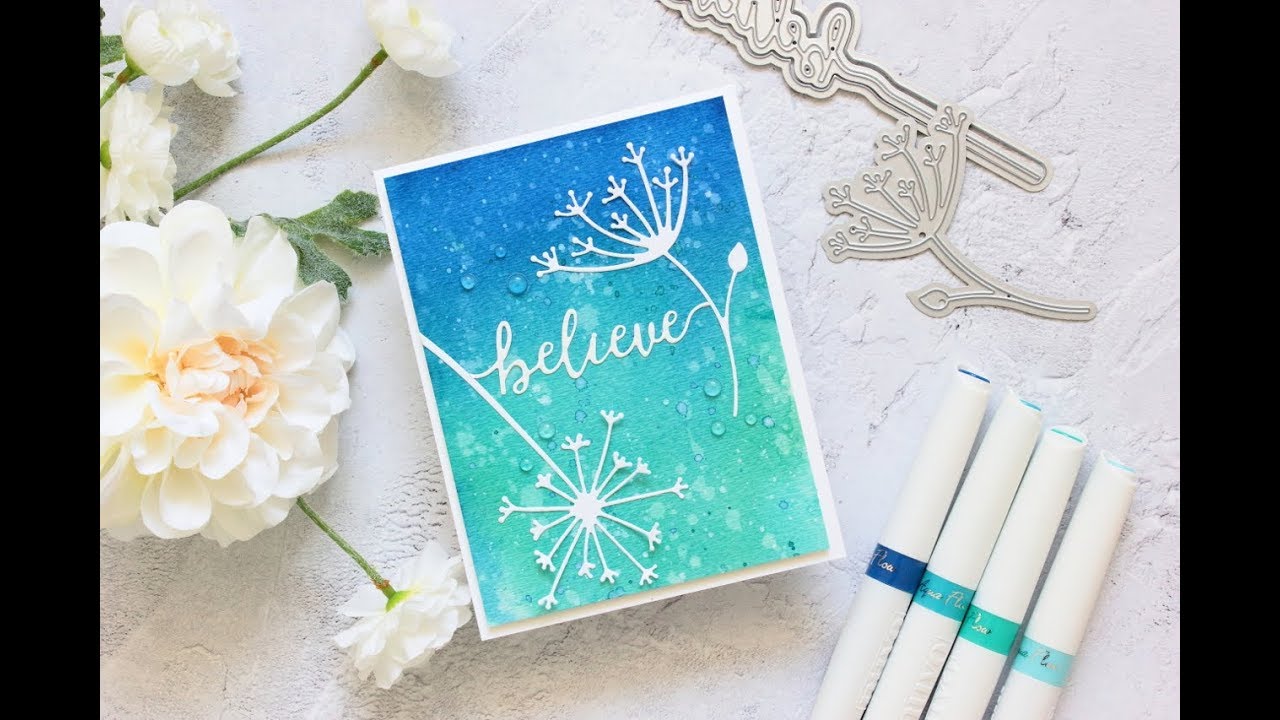 Watercolor Background with Aqua Flow  Pens