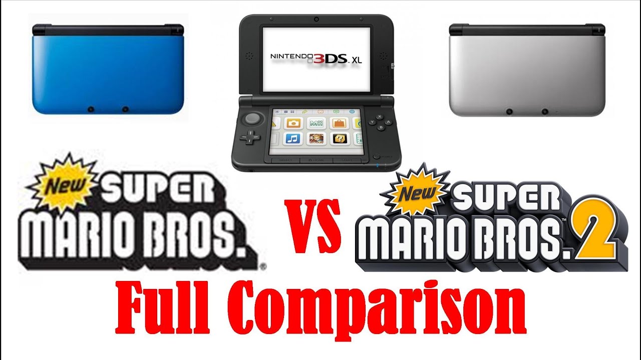 Nintendo 3DS XL - New Super Mario Bros DS VS New Super Mario Bros 2 3DS Full Comparison