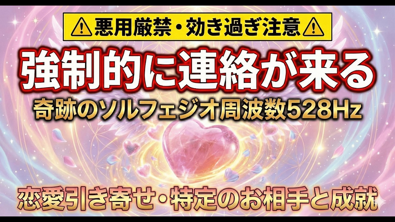 ⚠️閲覧注意⚠️音信不通も即解除。奇跡のソルフェジオ周波数528Hzで、嫌でも彼から連絡が来て強制的に愛される【超強力・復縁・恋愛成就BGM】