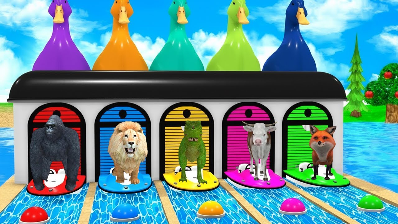 Long Slide Game With Cow Elephant Gorilla Hippopotamus Tiger 3d Animaal Game Funny 3d Animals