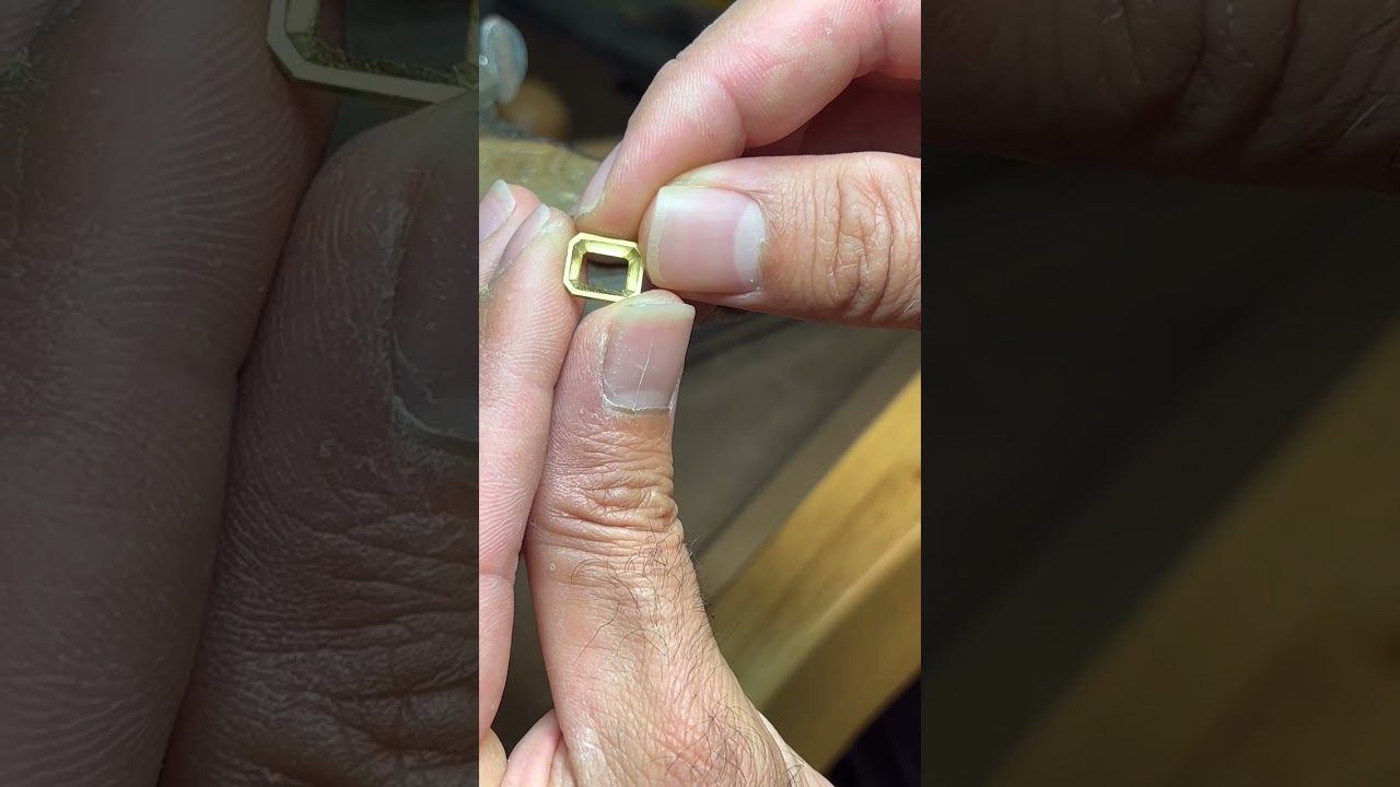 How To Make an Emerald Cut Bezel for a 3 Stone Ring(Full Video on Channel)#Jewelry #HowToMakeJewelry