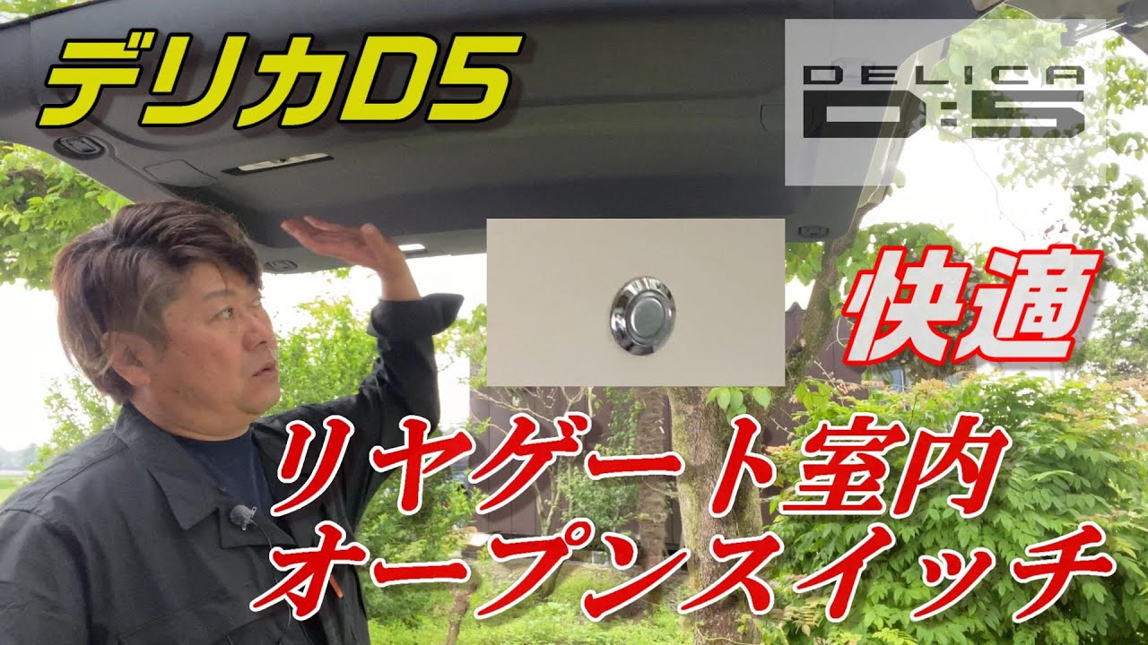 キャンプ 車中泊に快適 リヤゲートを車内から開けられるオープンスイッチ取り付け【デリカD5】