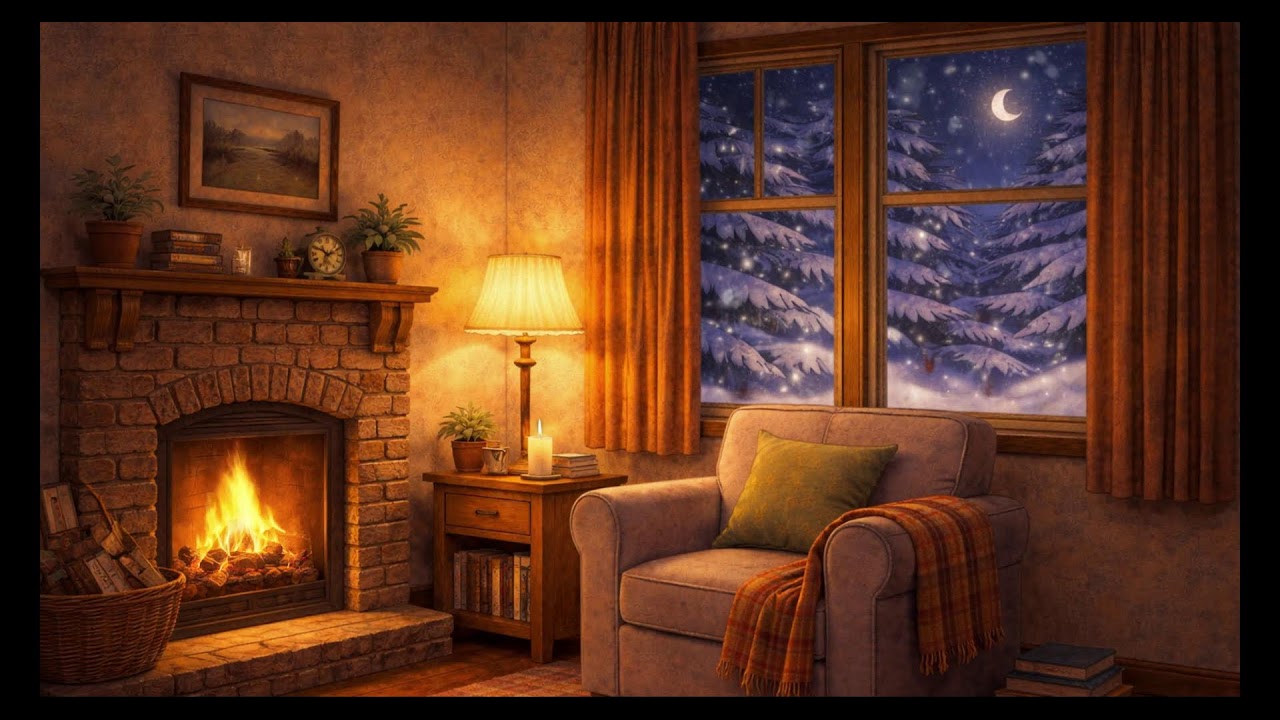 Warm Room at Night  Calm Winter Ambience for Better Sleep
