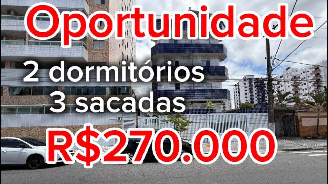R$270.000 |Apartamento 2 Dormitórios | 3 Sacadas | 350M do Mar | Oportunidade | Tupi, Praia Grande 