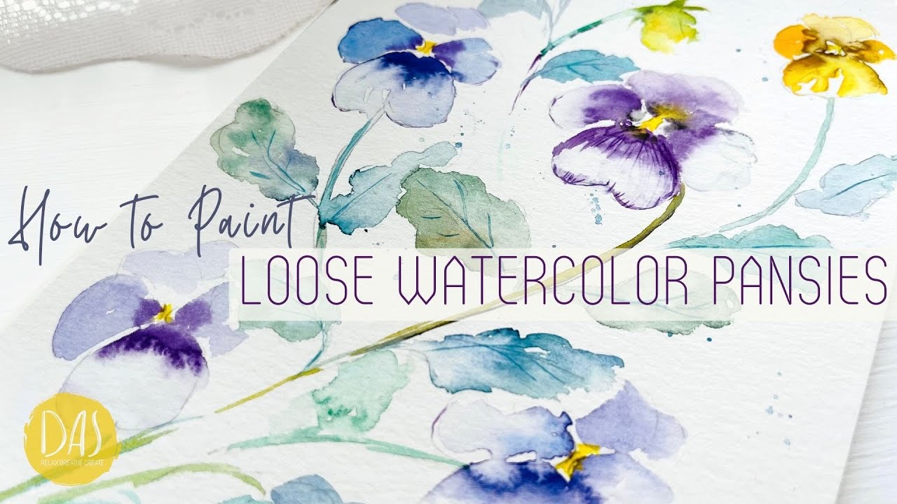 How to Paint Pansies in Watercolor - Loose Wet in Wet Flower Tutorial