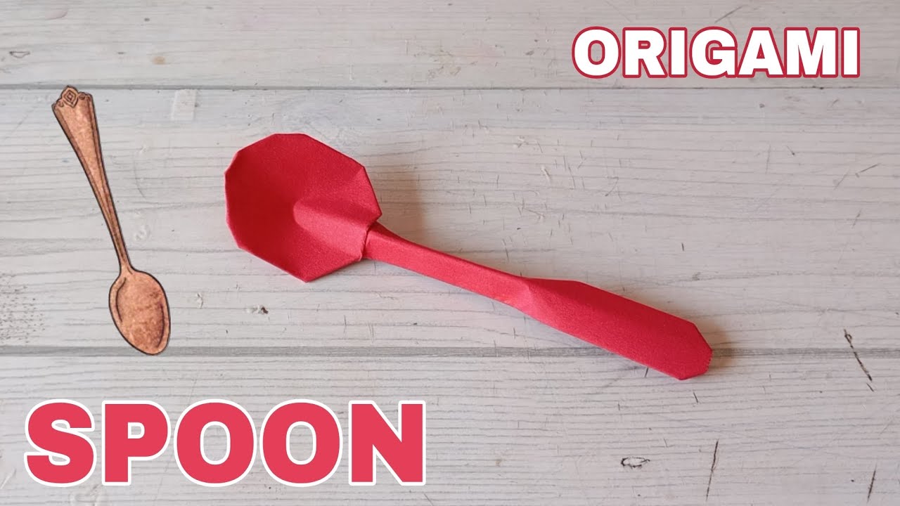 SPOON ORIGAMI TUTORIAL| DIY PAPER SPOON CRAFT STEP BY STEP FOLDING| EASY ORIGAMI SPOON HANDMADE
