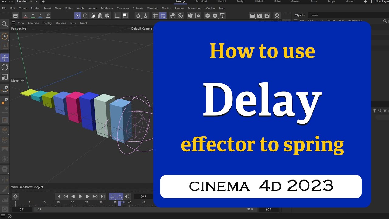 How to create springy animation using Delay effector in Cinema 4D 2023 @MaxonVFX ​