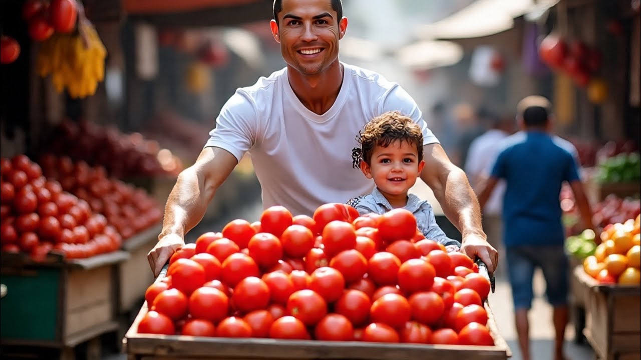 Cristiano Ronaldo Rides a Motorcycle Made of Red Tomatoes | Epic Fantasy Ride