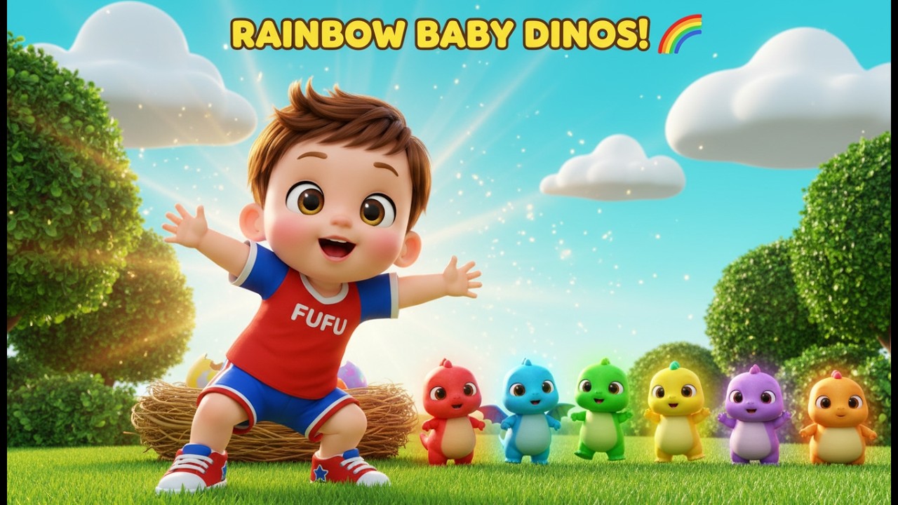 🦕 Dino Eggs Hatching Song | FUFU's Rainbow Baby Dinosaurs | Kids Nursery Rhyme