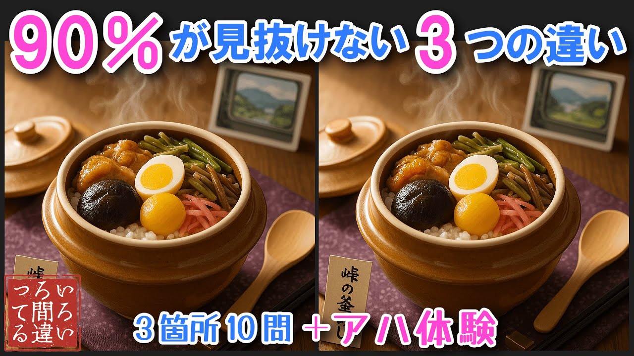 【料理で脳トレ】釜めしの3つのまちがいさがしで集中力と記憶力を楽しく鍛えよう！【認知症予防/アハ体験/頭の体操/MCI】