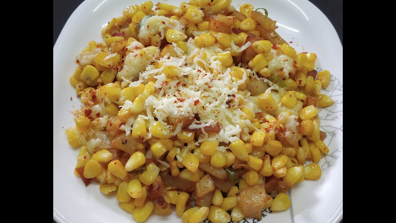 Cheesy Fried Potato And Corn | Cheesy Potato And Corn Recipe