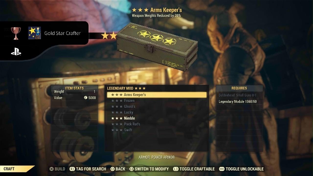 Fallout 76 Gold star Crafter trophy