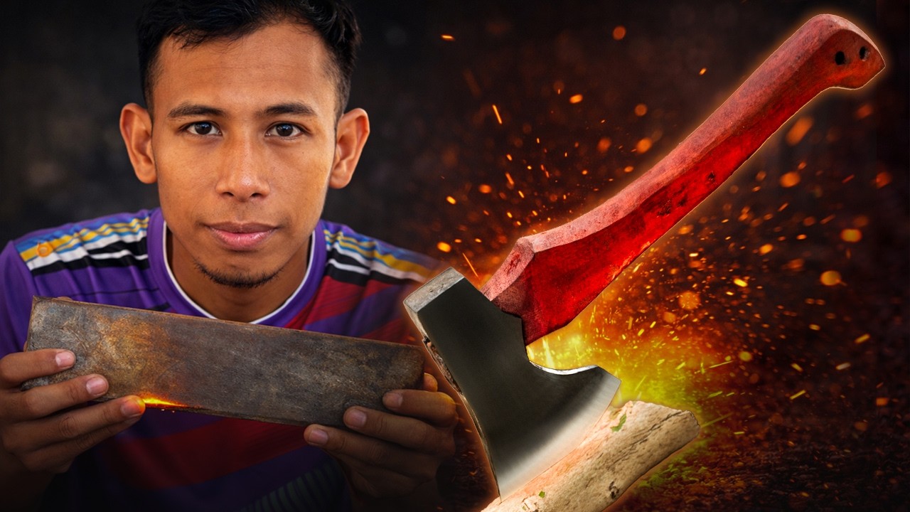 From Rusty Metal to a Razor Sharp Axe 🔥 | Full Blacksmithing Process