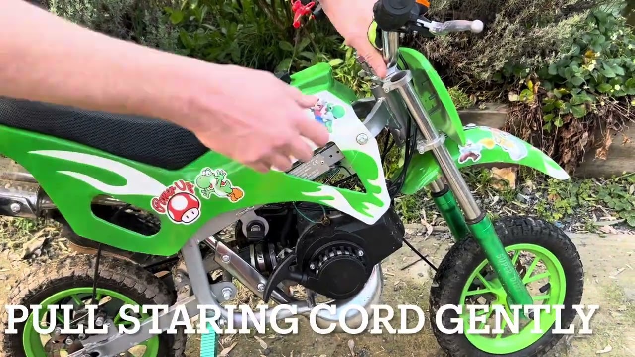 How to start 50cc 2 stroke dirt bike - first start - cold start - pull starter