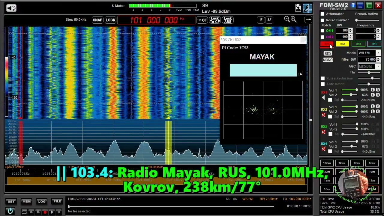 10.07.2025 03:38UTC, [tropo], Radio Mayak, RUS, Kovrov, 101.0MHz, 238km