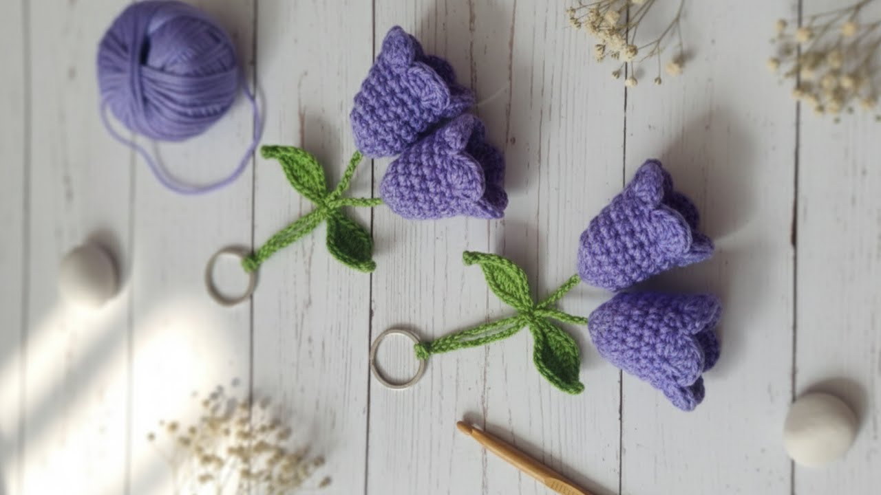 Tutorial tulip Keychain for beginners, cute crochet tulip Keychain making, handmade Keychain 