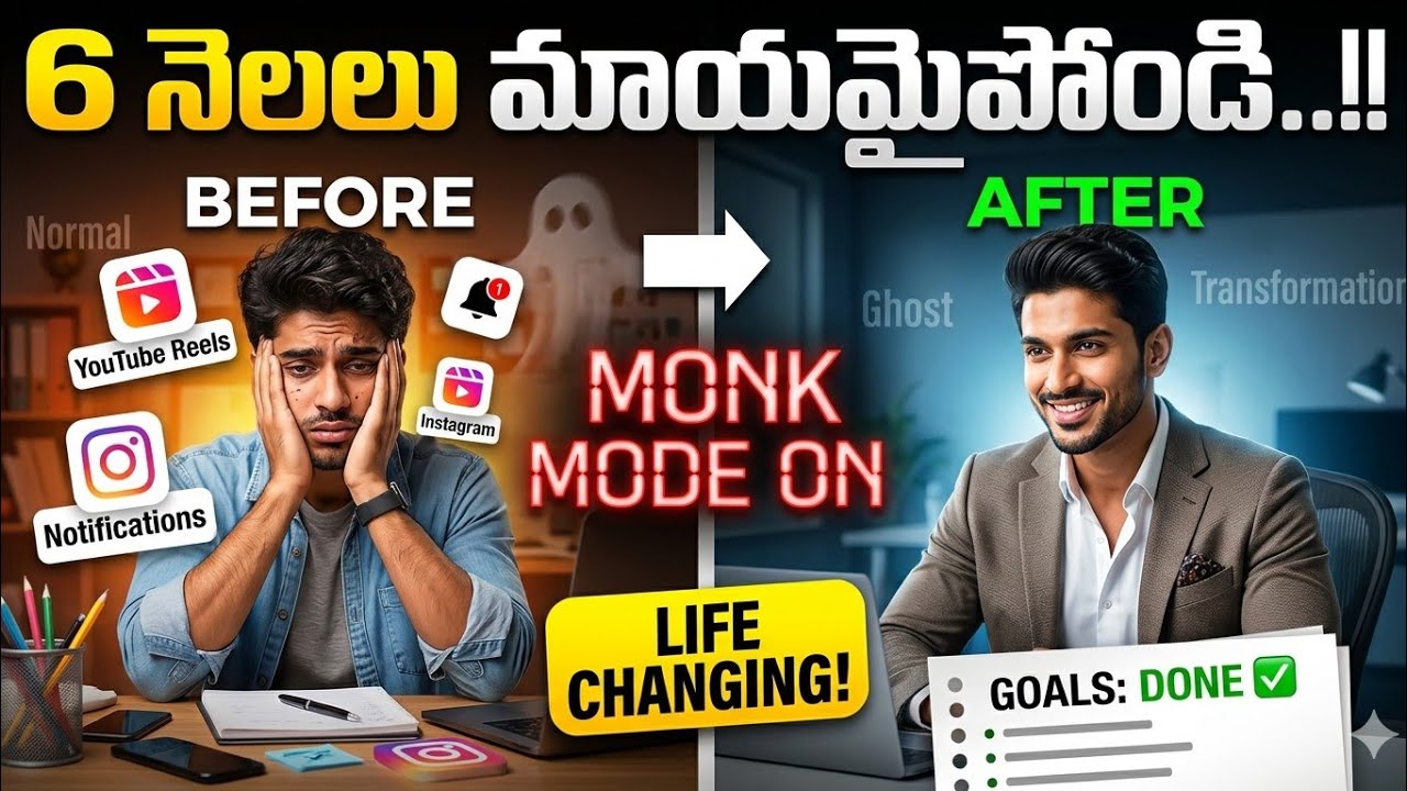 మీ జీవితం మారాలంటే 6 నెలలు మాయమైపోండి.!|  Monk Mode On..Life changing Motivational video in Telugu|