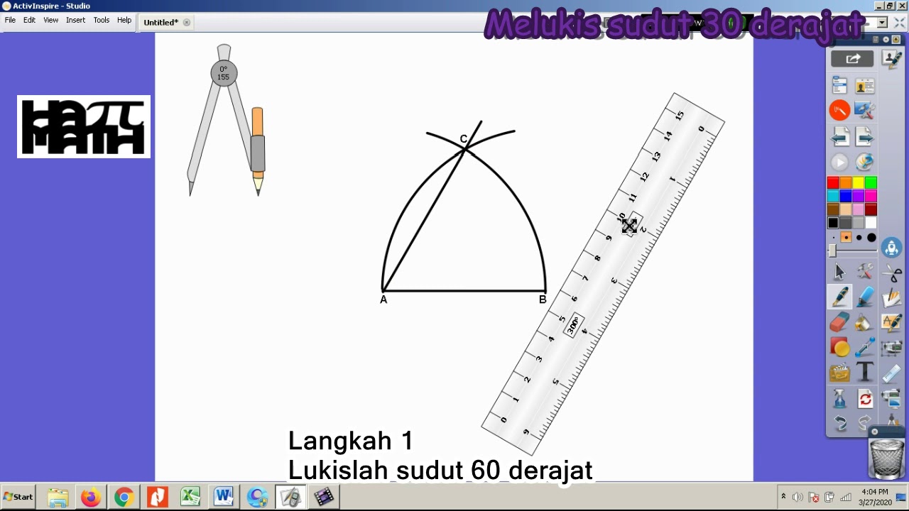 Melukis sudut 30 derajat
