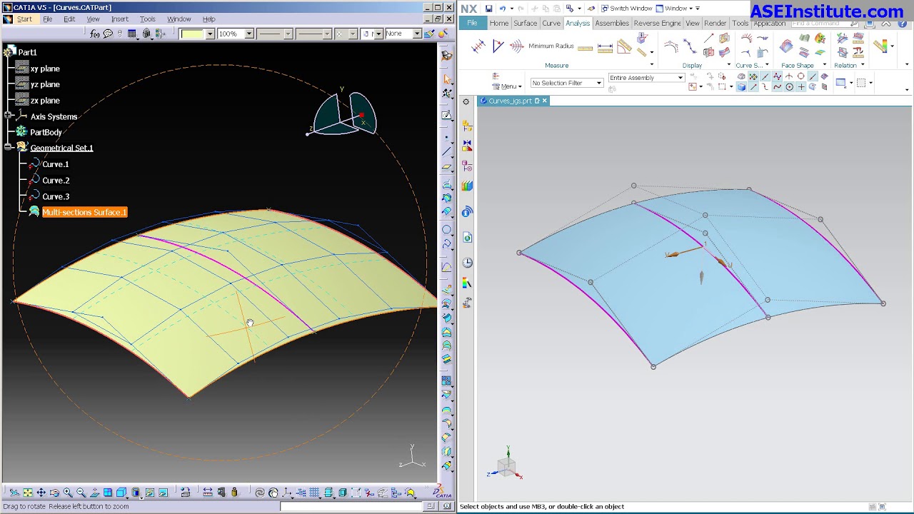 NX 12 против CATIA V5 | Сложность поверхности по типу сетки