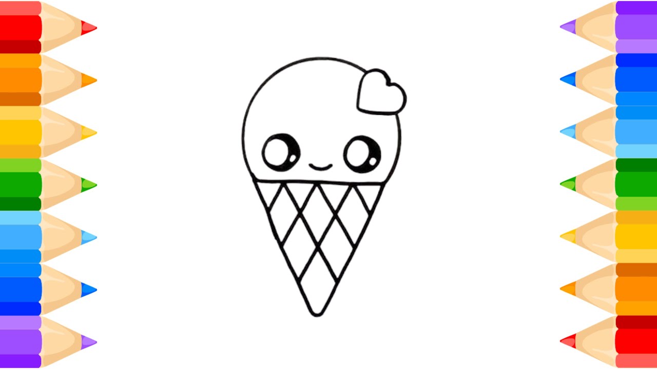 How To Draw Ice Cream Drawing, Painting  For Kids and Toddlers_🌈🎨