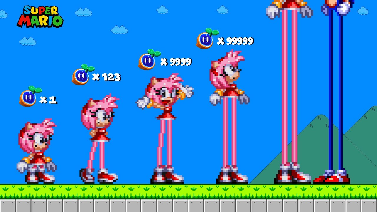 Upgrading Amy TALLEST Ever!? | Sonic and Amy Rose in Super Mario Bros.