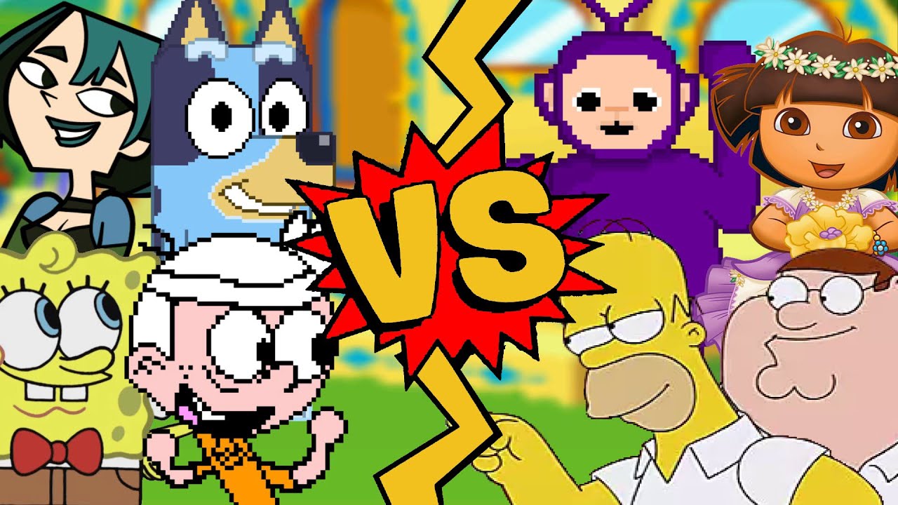 M.U.G.E.N Battles | SpongeBob/Lincoln/Gwen/Bluey vs Homer Simpson/Peter Griffin/Tinky Winky/Dora