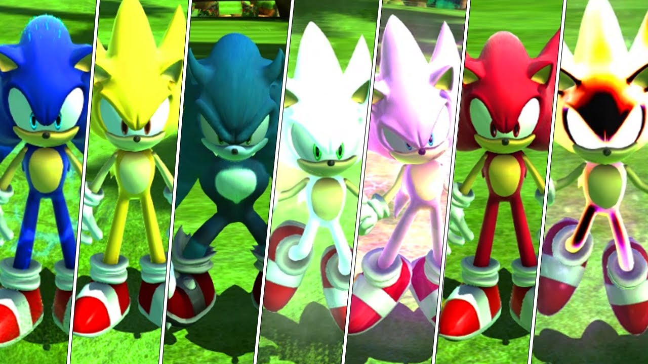 EVOLUÇÃO DO SONIC EM FORMAS MOVIE, WEREHOG, MIRACLE, SUPER, SSG, SSB, HYPER E ULTIMATE SUPER!