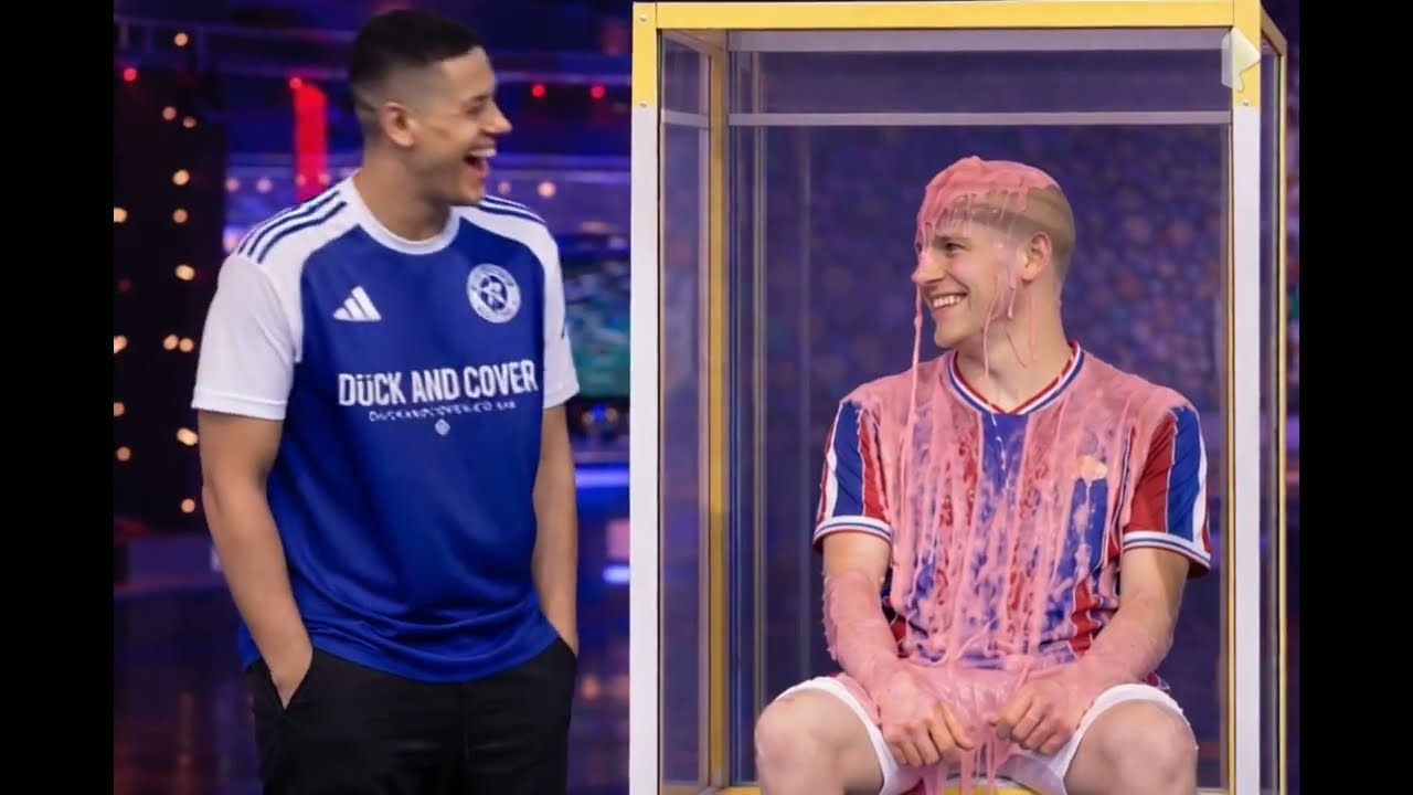 Penalty Football TV Game Show: Crystal Palace vs Macclesfield. Crystal Palace fan gunged (AI)