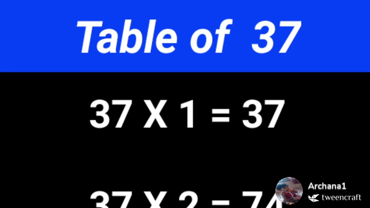 Multiplication Table of 37 and 38.