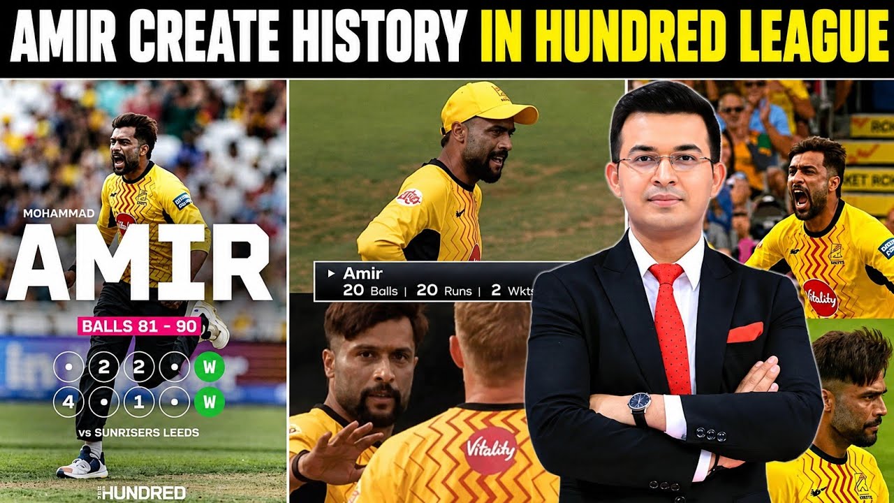 Mohammad Amir Creates History With Match Winning Spell Against Brook & Mitchell Marsh Hundred League