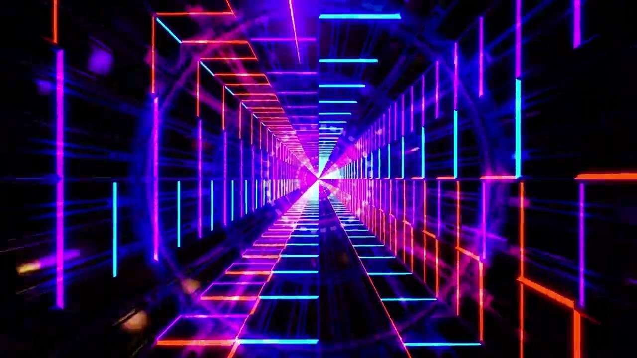 4K Square Party Vibe || Neon Lights Tunnel || Metallic Colors Relaxing Background Video Screensaver