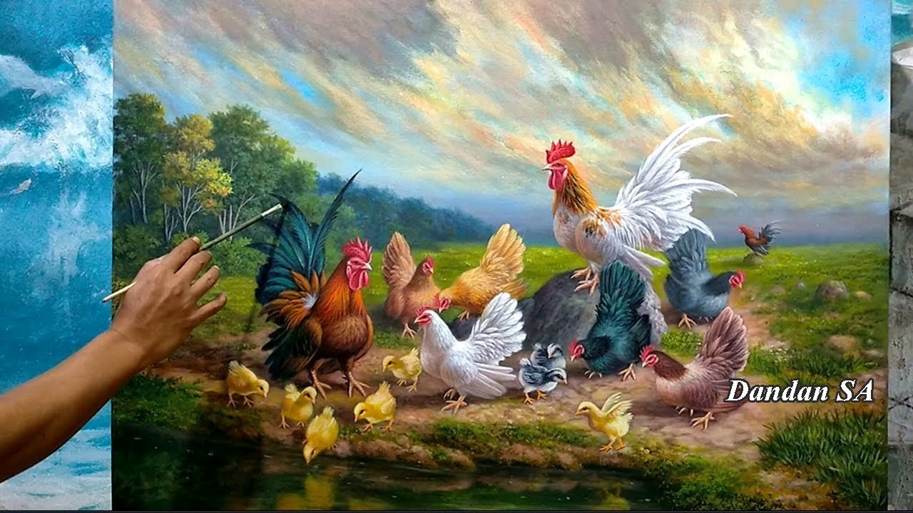 HOW TO PAINT AN AMAZING CHICKEN / CARA MELUKIS - MENGGAMBAR AYAM YANG MENAKJUBKAN KARYA DANDAN SA 31