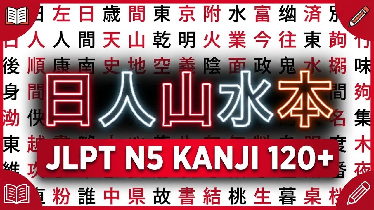 Learn Japanese Kanji N5 120+ | JLPT N5 漢字 一覧｜N5 Kanji List Complete | Welearn Japanese