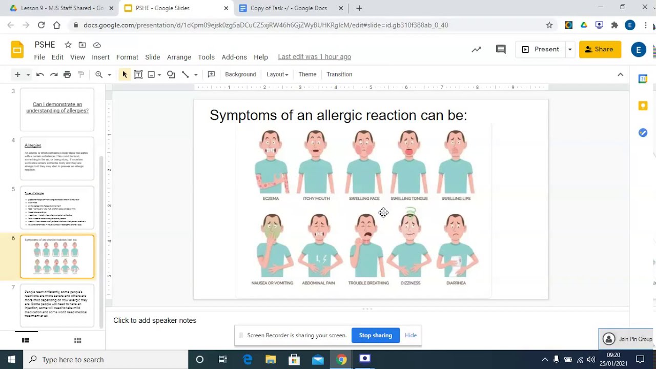 Completing An Allergy Form - PSHE