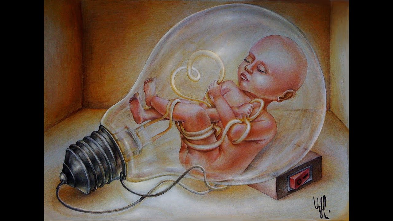 Speed Drawing  Baby in Light Bulb.