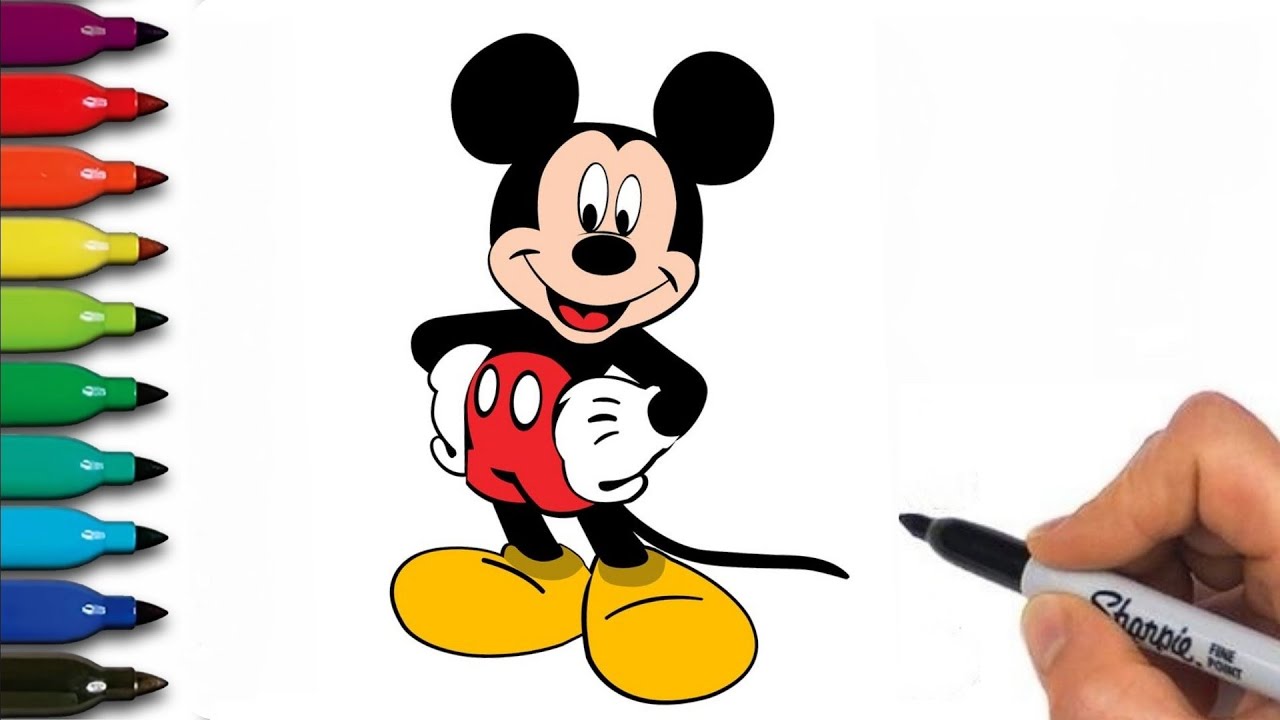 How to draw mickey mouse easy step by step 